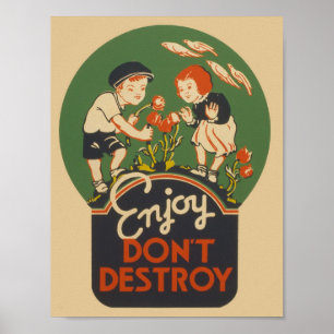Profitez N'Endommagez Pas Affiche Vintage WPA
