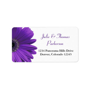 Profond violet Gerbera Daisy Mariage Étiquettes de