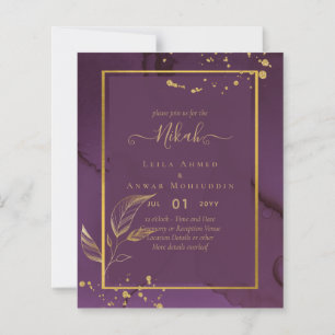 PROFONDE VIE OR FEUILLES Mariage Invitation