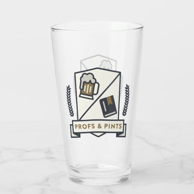 Profs and Pints pint glass-crest Glass (Back)