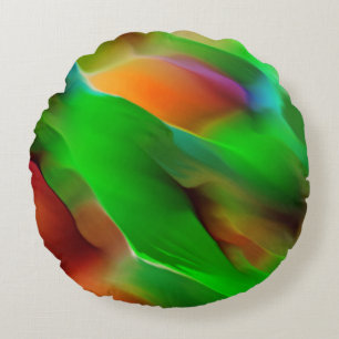 Profundity and coloured reliefs, green predominate round pillow