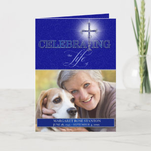 Program Celebration of Life Blue Christian Cross
