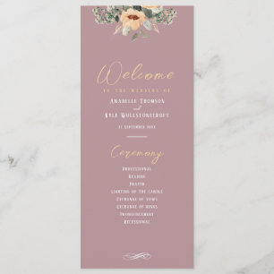 Program - Elegant floral pink, Wedding