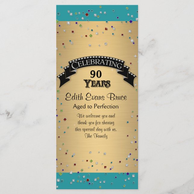 Program Jewel Confetti Birthday Party Celebration (Front)