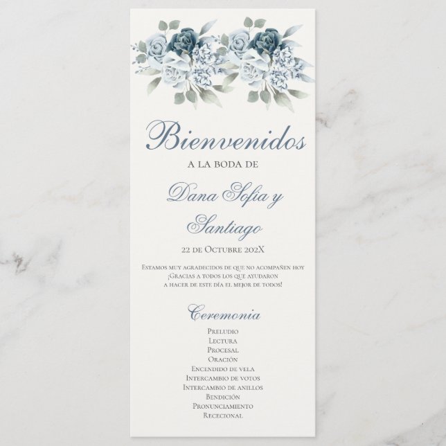 Programa de Blue Wedding en español Program (Front)