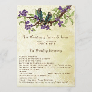 Programme 5 x 7 Inséparables Vintages Tea Stain Wedding Prog