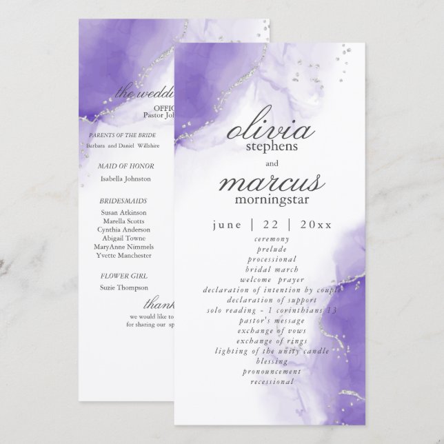 Programme Amethyst Purple Script Silver (Devant / Derrière)