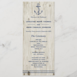 Programme Ancre nautique Mariage de bois rustique