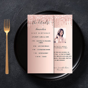 Programme anniversaire rose or photo faits amusant