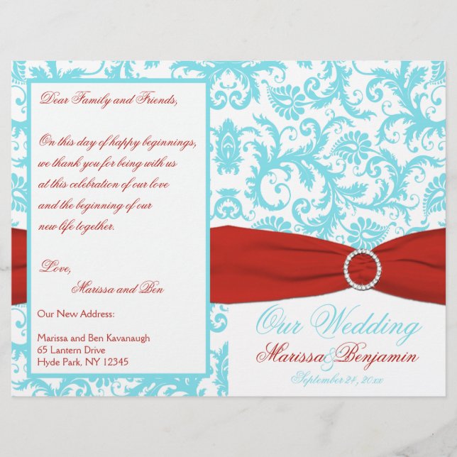 Programme Aqua, White et Red Mariage damassé (Devant)