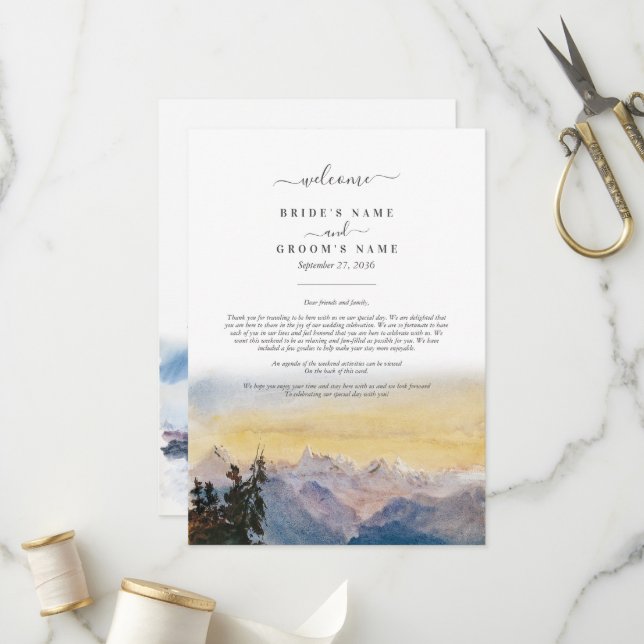 Programme Aquarelle Blue Mountains Pine Itinéraire Mariage (Devant/Arrière en situation)