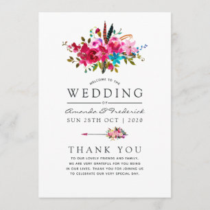 Programme Aquarelle Boho Chic Floral Mariage