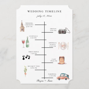 Programme Aquarelle chic illustrée épousant la chronologie