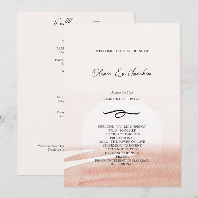 Programme Aquarelle de corail Abstraite peinte à la main (Devant / Derrière)