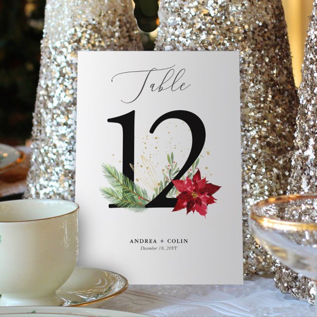 Programme Aquarelle d'or Vacances Botanique Numéro de tablea (Botanical Christmas Wedding / Event Table Number | No. 12 (For all numbers, see Collection below))