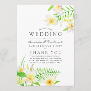 Programme Aquarelle exotique Frangipani Mariage Floral