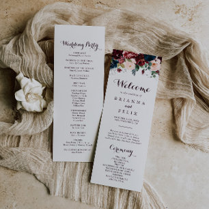 Programme Aquarelle Illustré Automne Floral Wedding Programm