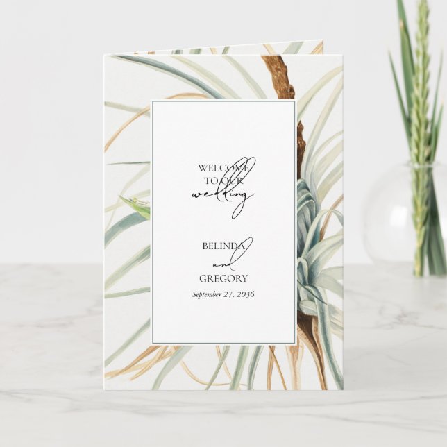 Programme Aquarelle Neutre Boho Mariage Ordre de service (Devant)