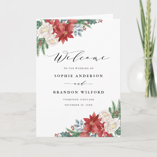 Programme Aquarelle Noël Floral Mariage d'hiver Livret (Devant)