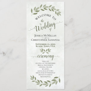 Programme Aquarelle rustique Verdure Élégante Mariage de tai