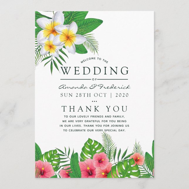 Programme Aquarelle Tropical Feuilles Beach Mariage (Devant)