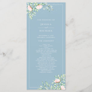 Programme Aquarelle verte Pêcher Rose Dusty Blue Mariage