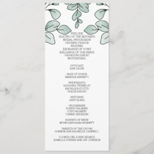 Programme Aquarelle Whimsical Eucalyptus Mariage