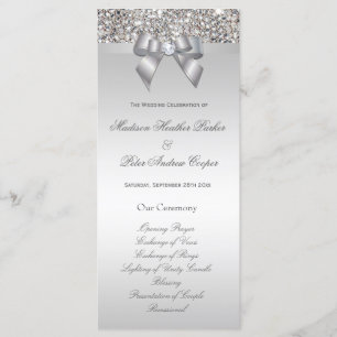 Programme argenté de mariage d'arc de paillettes