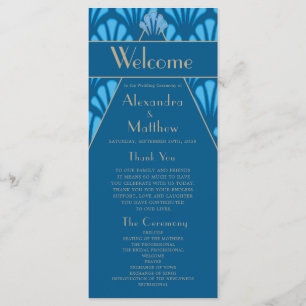 Programme Art Déco Mariage Bleu Années folles Vintage