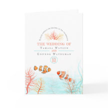 art sous-marin mariage corail et poisson aquarelle