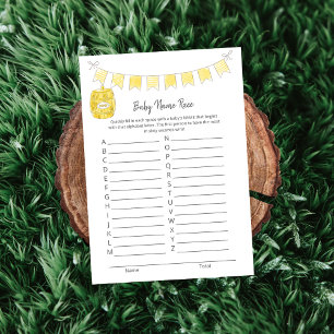 Programme Baby Name Race Jeu Teddy Bear Card