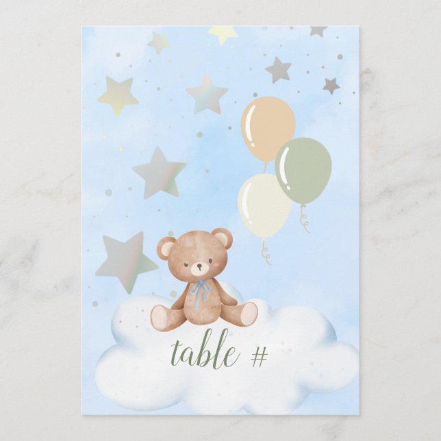 Programme Baby shower d'ours en peluche modifiable 5x7 Numér (Devant)