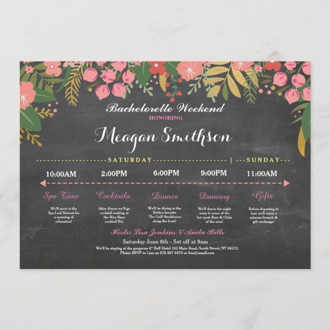 Programme Bachelorette Itinéraire Coral & Gold Chalk Invitat (Devant)