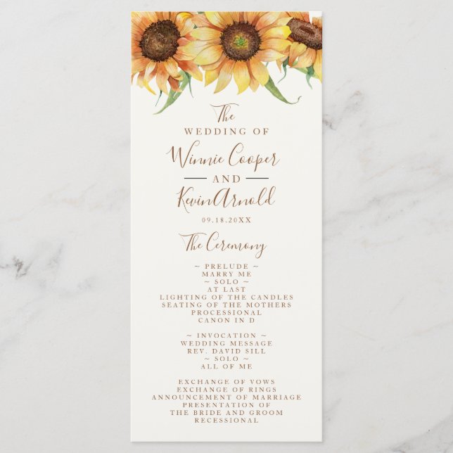 Programme Beau, Mariage de tournesol (Devant)