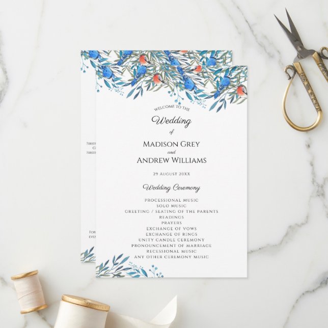 Programme Beaux Oiseaux Aquarelle et Mariage de Feuillage (Devant/Arrière en situation)
