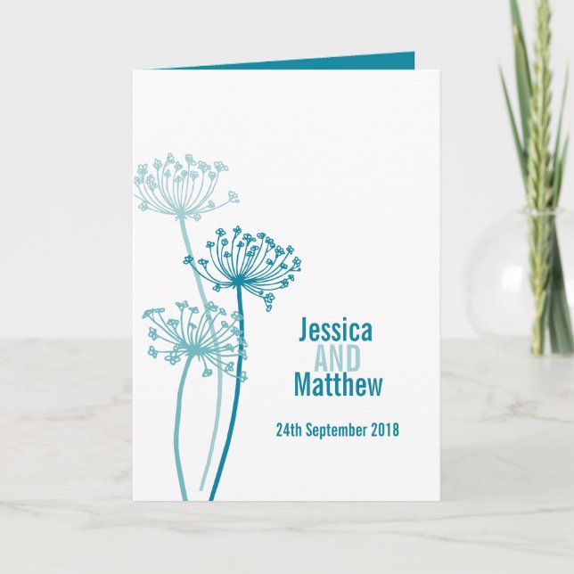 Programme Belle simple aqua bleu vaches mariage persil (Devant)