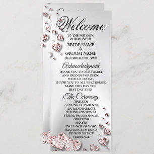 Programme Bienvenue Mariage rose Peach Coeurs brillants Géom
