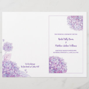 Programme BiFold Mariage blanc Lavender Hydrangeas