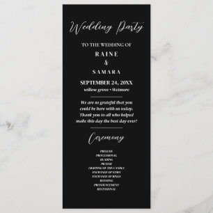 Programme Black and White Elegant Wedding Party Program
