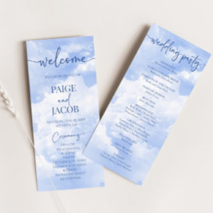 Programme Bleu Blanc Étincelle Nuages Rêveur Élégant Mariage