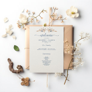 Programme Bleu Cornflowers & Blé Mariage de crème moderne