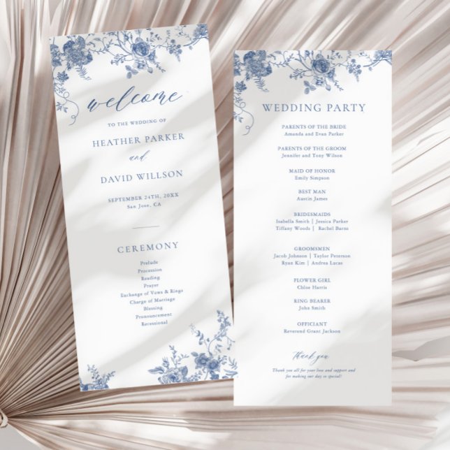 Programme Bleu Floral Victorian Classic Mariage (Créateur téléchargé)