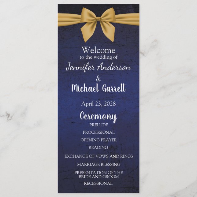 Programme Bleu foncé avec Bow or (Devant)