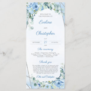 Programme Bleu Rustique Floral Argent Géométrique