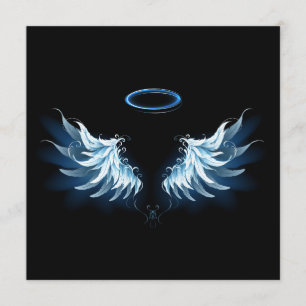 Programme Blue Glowing Angel Wings on black background