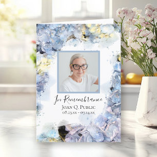 Programme Blue Hydrangea Flowers Funérailles Service Plier