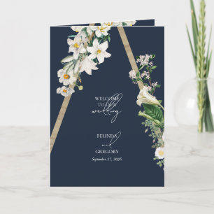 Programme Bohème Bohème Floral Bleu Mariage Ordre de service