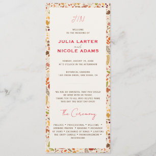 Programme Bohème séché Rustique Floral Automne Falls Mariage
