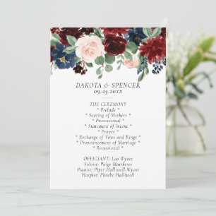 Programme Boho Bloom Rouge Bourgogne et bleu marine