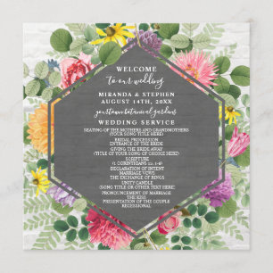 Programme Boho Botanical Brick Fleur sauvage Wedding Program
